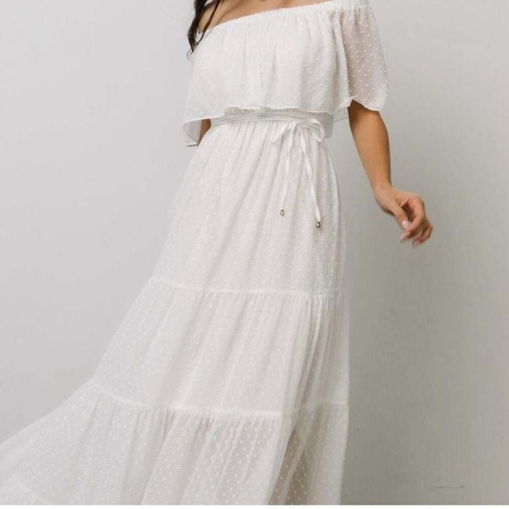 Baltic Born white Swiss dot maxi dress Size L